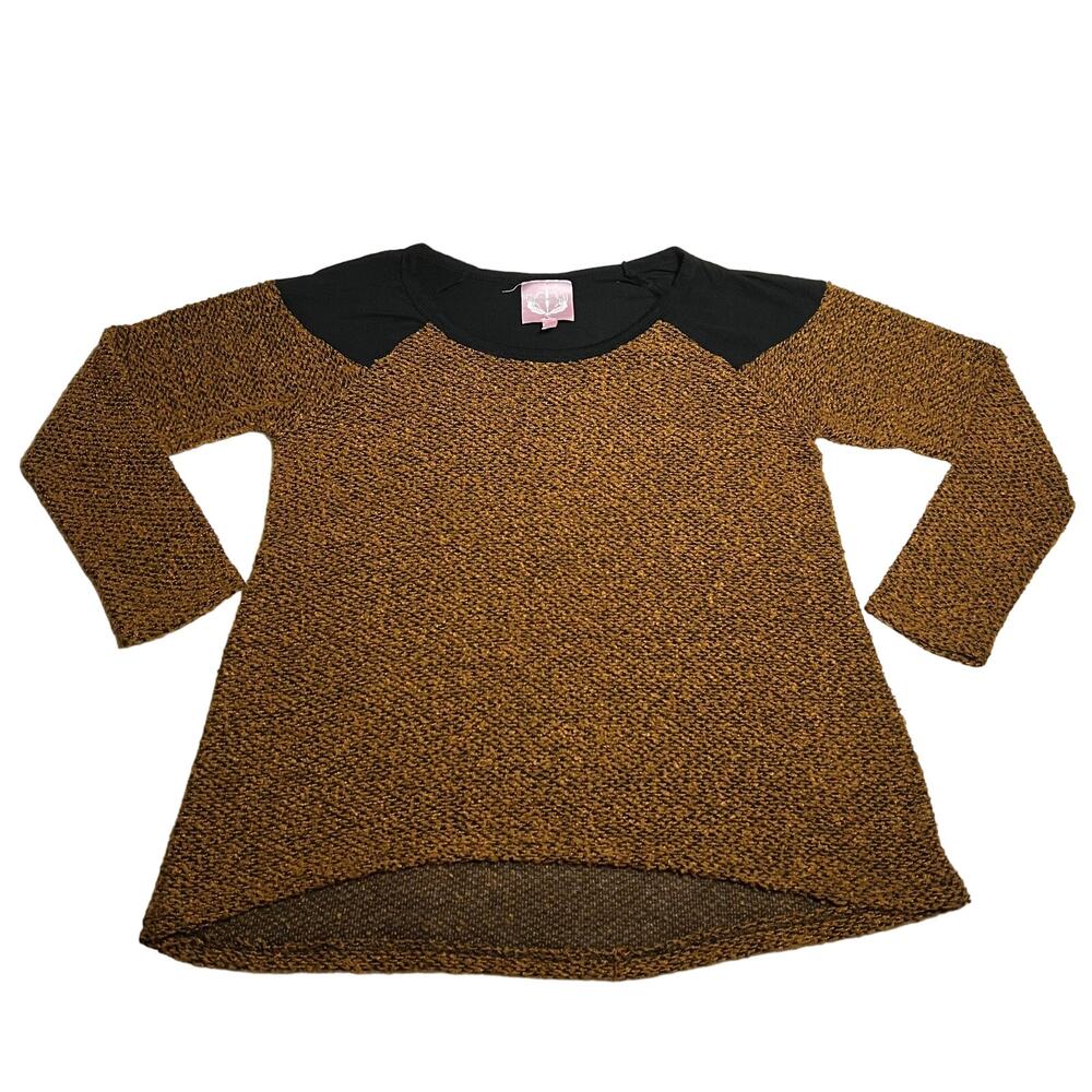 Romeo & Juliet Couture Nubby Knit Top Size Large Boho Neutral Minimalist
